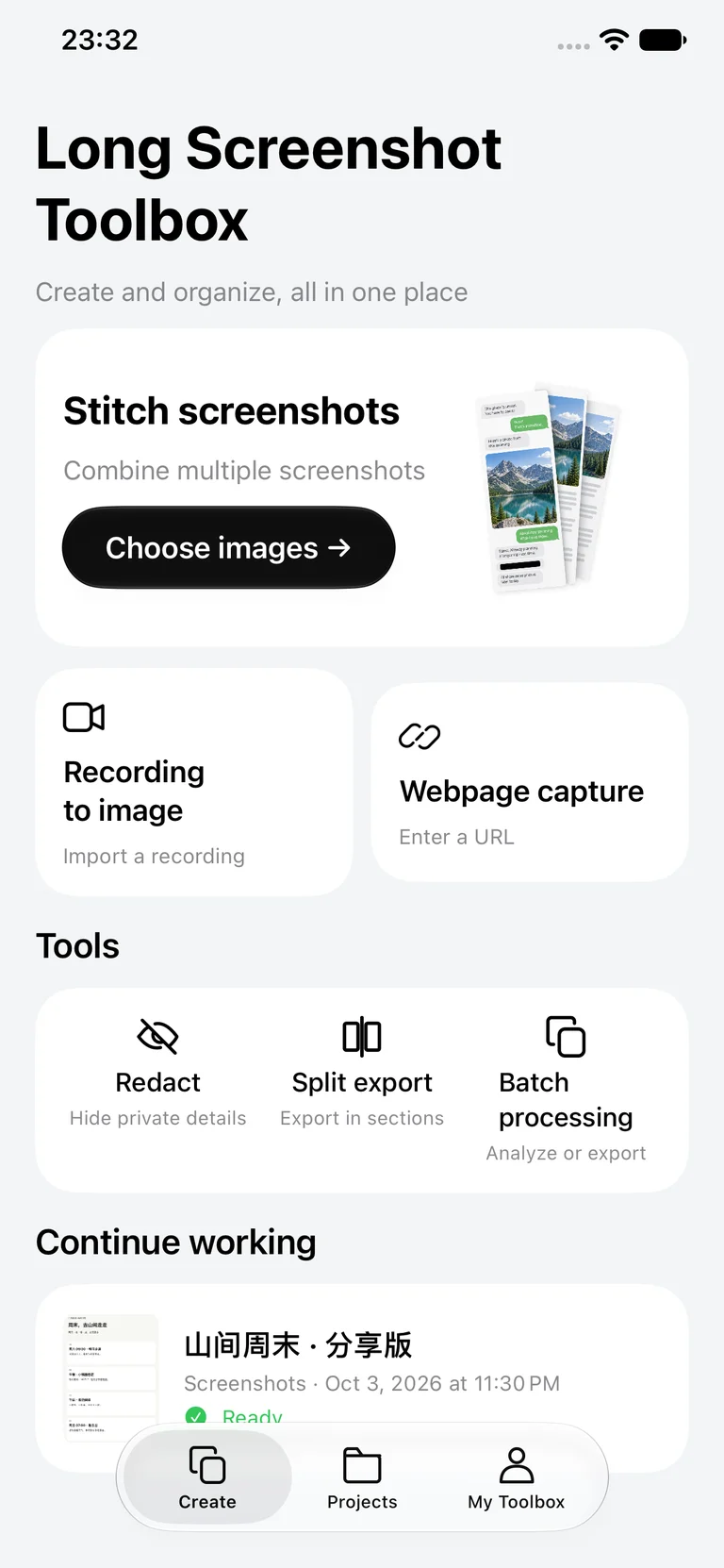 Long Screenshot Toolbox — All your tools in one place