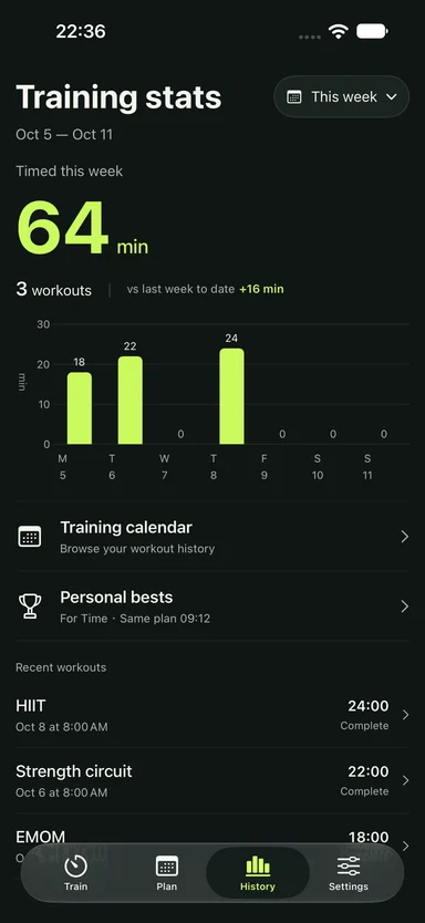 Workout Timer — Look back on your progress
